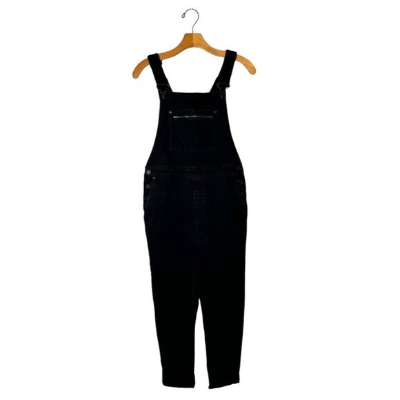 Whistles Overalls Women 27 Black Cotton Leni Dungaree Straight Leg Crop Jumpsuit - Picture 2 of 11
